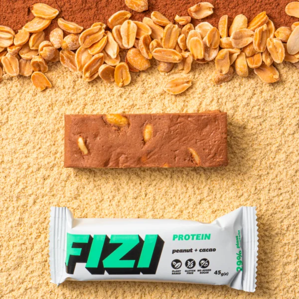 Набір протеїнових батончиків FIZI Peanut + Cacao 10 шт x 45 г фото