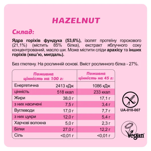 Набір протеїнових батончиків FIZI Hazelnut 10 шт x 45 г