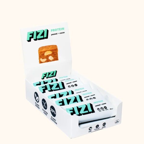 Набір протеїнових батончиків FIZI Peanut + Cacao 10 шт x 45 г фото